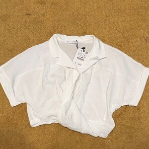 Zara White Wrap Blouse